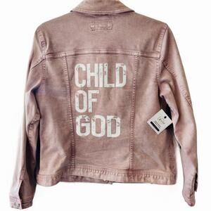 Child Of God Upcycled Light Mauve/Lavender Jean Jacket, Women's L